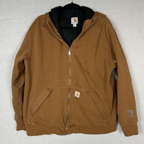 Carhartt Other - Carhartt Men's L Regular Rain Defender‎ Hooded Zip Up Sweatshirt Tan Workwear
